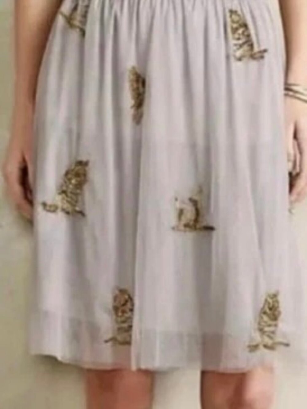 RARE NWT Anthropologie Sequin Embroidered Tulle Critter Skirt Size [Size M]]